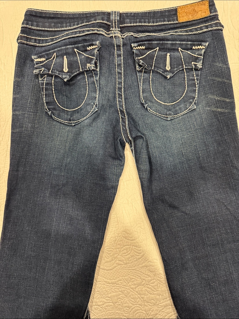 True Religion Women's Dark Blue Bootcut Jeans with Contrast Stitching - Picture 4 of 4